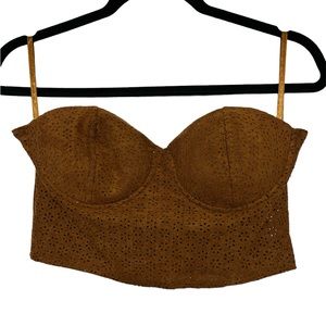 Corset style zip up crop top •country style •crop •cutout detailing •zipper